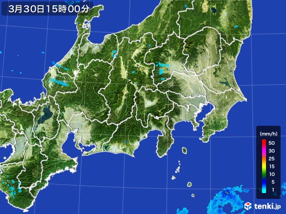 関東・甲信地方の雨雲レーダー(2017年03月30日)