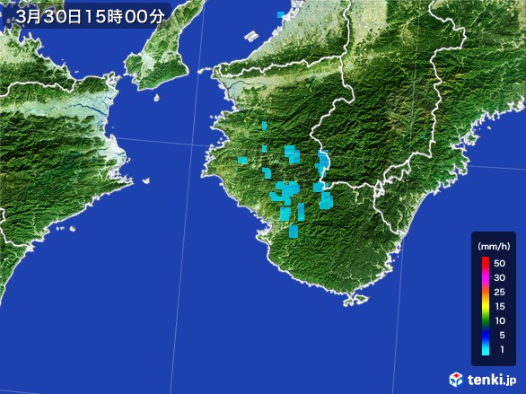 和歌山県の雨雲レーダー(2017年03月30日)