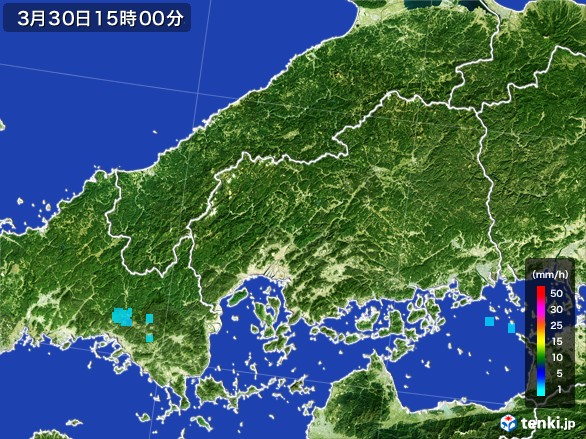 広島県の雨雲レーダー(2017年03月30日)