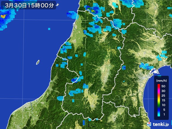 山形県の雨雲レーダー(2017年03月30日)
