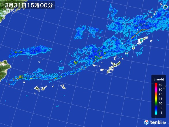 沖縄地方の雨雲レーダー(2017年03月31日)