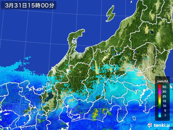 北陸地方の雨雲レーダー(2017年03月31日)