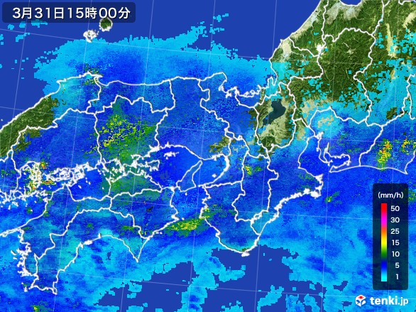 近畿地方の雨雲レーダー(2017年03月31日)