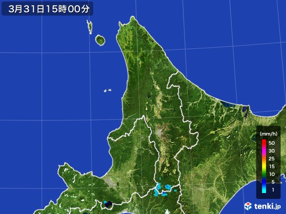 道北の雨雲レーダー(2017年03月31日)