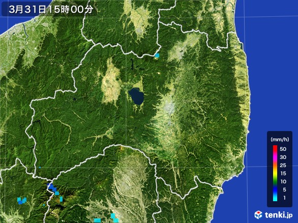 福島県の雨雲レーダー(2017年03月31日)