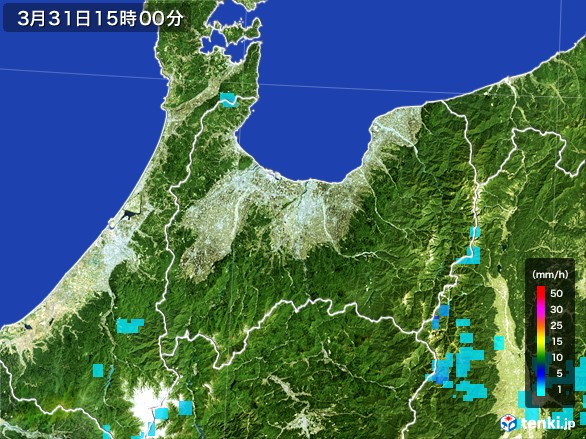 富山県の雨雲レーダー(2017年03月31日)
