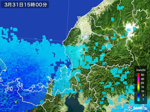 福井県の雨雲レーダー(2017年03月31日)