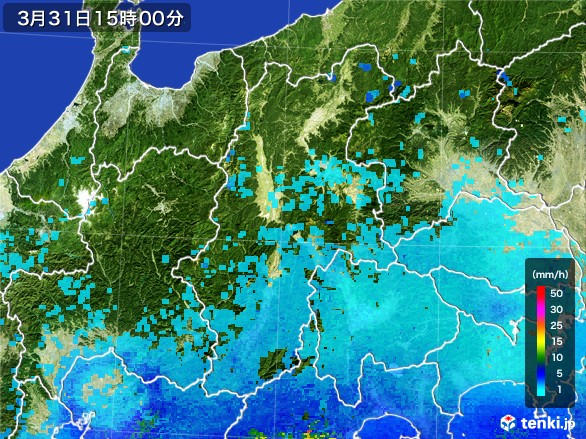 長野県の雨雲レーダー(2017年03月31日)