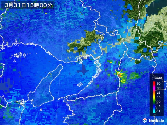 大阪府の雨雲レーダー(2017年03月31日)