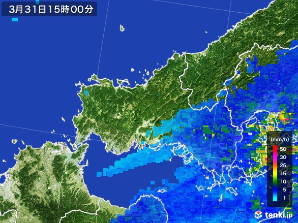 山口県の雨雲レーダー(2017年03月31日)