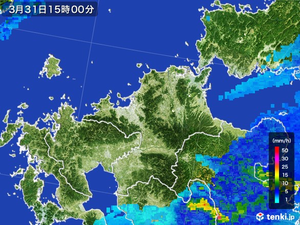 福岡県の雨雲レーダー(2017年03月31日)