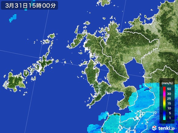 長崎県の雨雲レーダー(2017年03月31日)