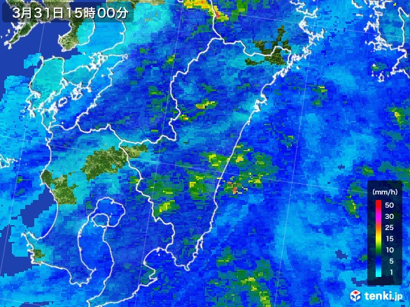 宮崎県の雨雲レーダー(2017年03月31日)