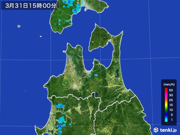 青森県の雨雲レーダー(2017年03月31日)