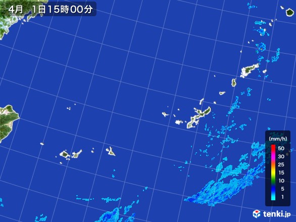 沖縄地方の雨雲レーダー(2017年04月01日)