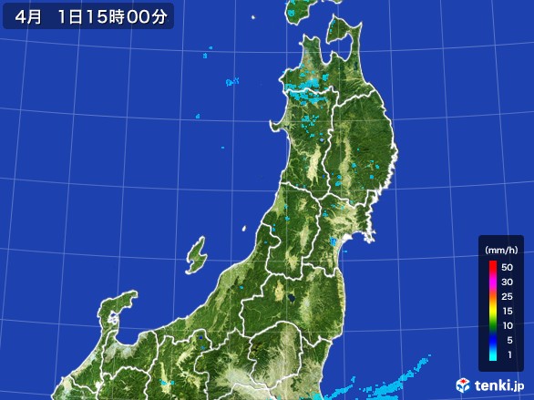 東北地方の雨雲レーダー(2017年04月01日)