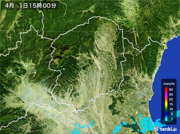 栃木県の雨雲レーダー(2017年04月01日)