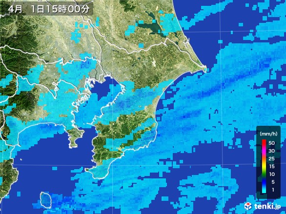 千葉県の雨雲レーダー(2017年04月01日)