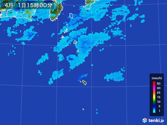 伊豆諸島(東京都)の雨雲レーダー(2017年04月01日)
