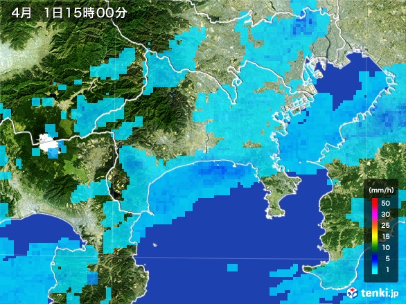 神奈川県の雨雲レーダー(2017年04月01日)