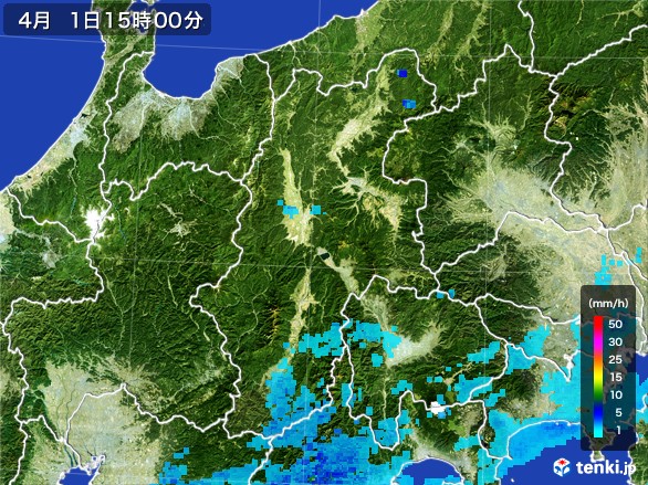 長野県の雨雲レーダー(2017年04月01日)