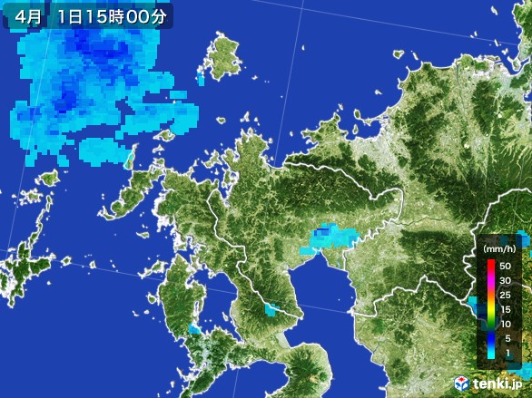 佐賀県の雨雲レーダー(2017年04月01日)