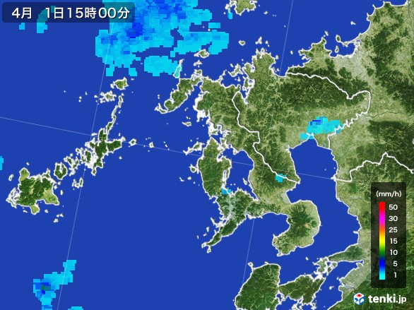 長崎県の雨雲レーダー(2017年04月01日)