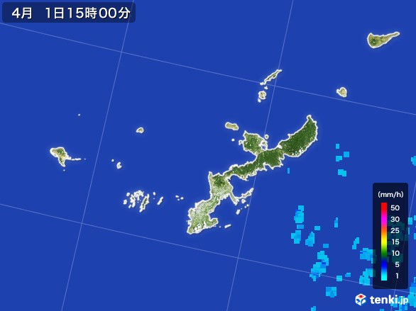 沖縄県の雨雲レーダー(2017年04月01日)