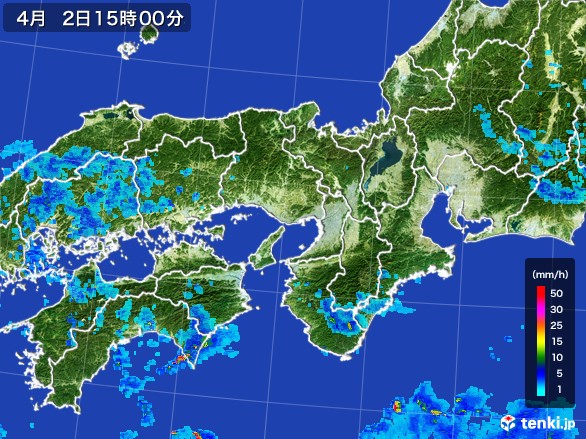 近畿地方の雨雲レーダー(2017年04月02日)