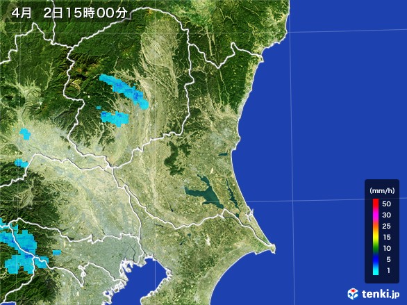 茨城県の雨雲レーダー(2017年04月02日)