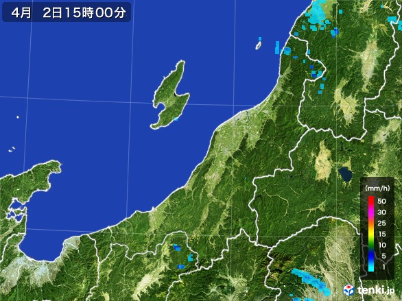 新潟県の雨雲レーダー(2017年04月02日)