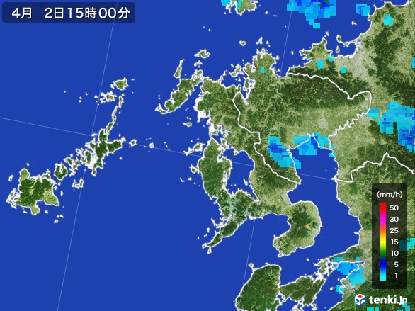 長崎県の雨雲レーダー(2017年04月02日)