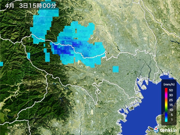 東京都の雨雲レーダー(2017年04月03日)