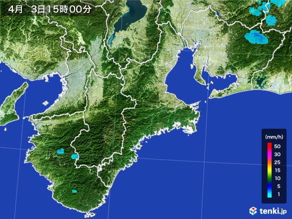 三重県の雨雲レーダー(2017年04月03日)