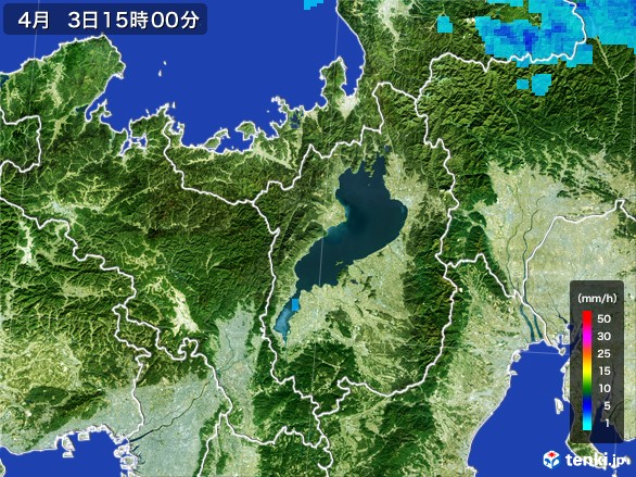 滋賀県の雨雲レーダー(2017年04月03日)
