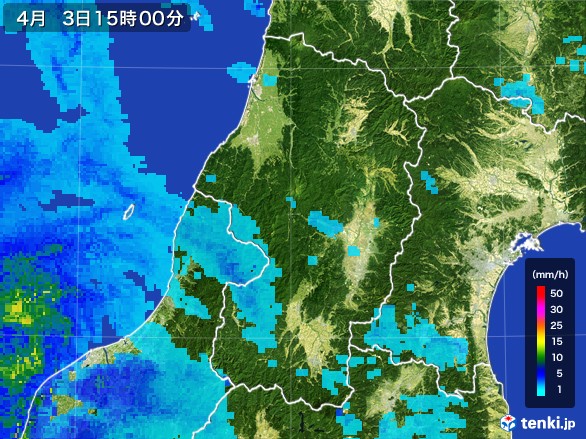 山形県の雨雲レーダー(2017年04月03日)