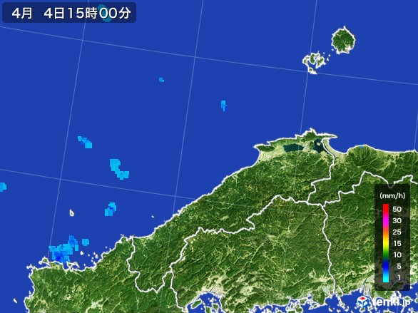 島根県の雨雲レーダー(2017年04月04日)