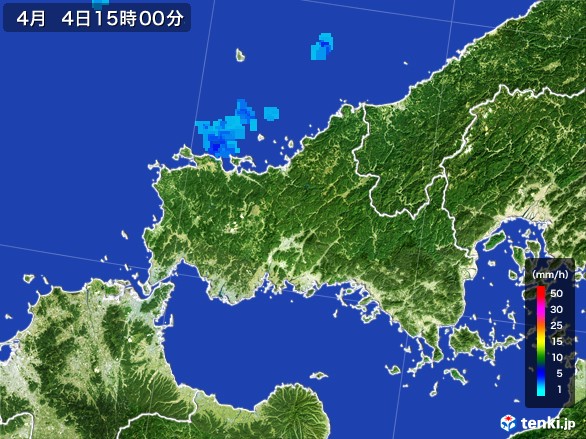 山口県の雨雲レーダー(2017年04月04日)