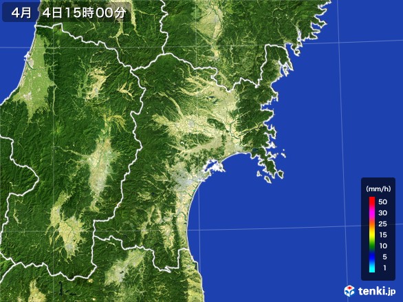 宮城県の雨雲レーダー(2017年04月04日)