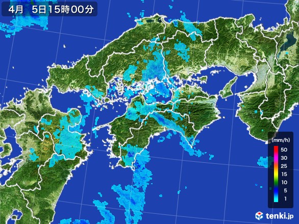 四国地方の雨雲レーダー(2017年04月05日)