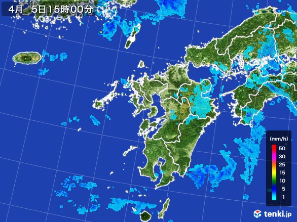 九州地方の雨雲レーダー(2017年04月05日)
