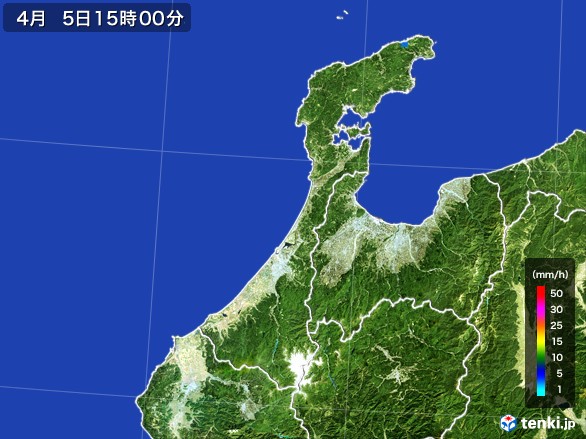 石川県の雨雲レーダー(2017年04月05日)