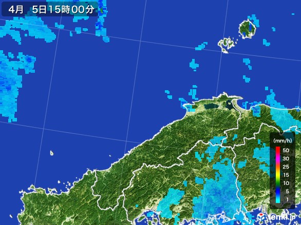 島根県の雨雲レーダー(2017年04月05日)