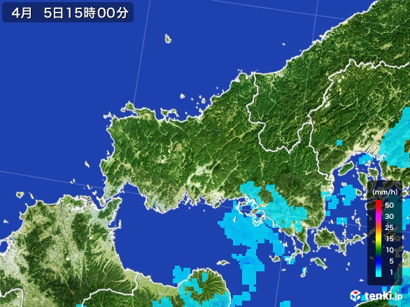 山口県の雨雲レーダー(2017年04月05日)
