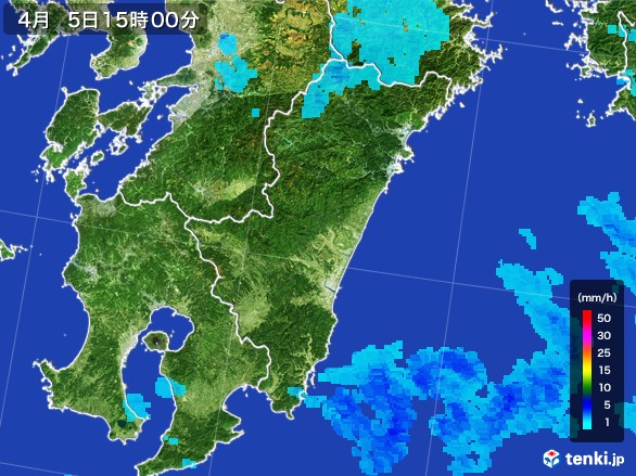宮崎県の雨雲レーダー(2017年04月05日)