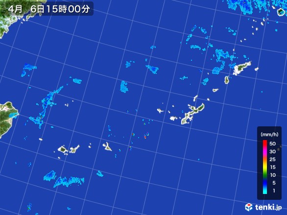 沖縄地方の雨雲レーダー(2017年04月06日)