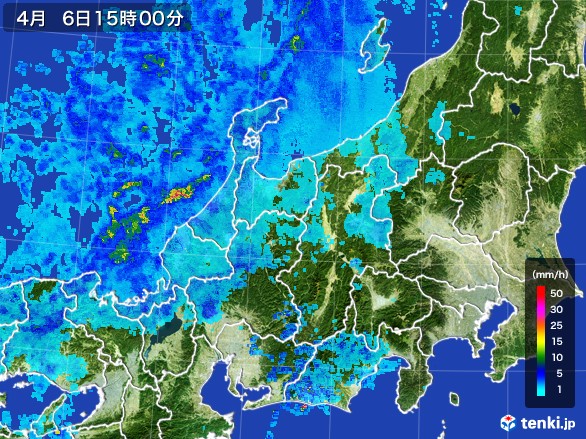 北陸地方の雨雲レーダー(2017年04月06日)