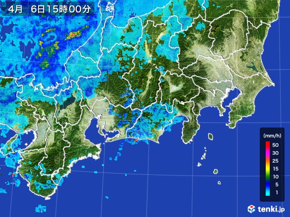 東海地方の雨雲レーダー(2017年04月06日)