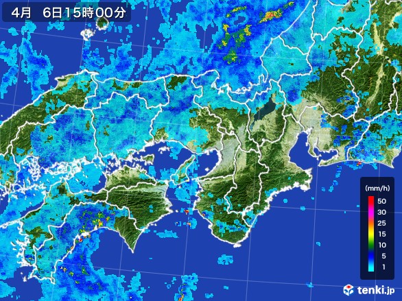 近畿地方の雨雲レーダー(2017年04月06日)