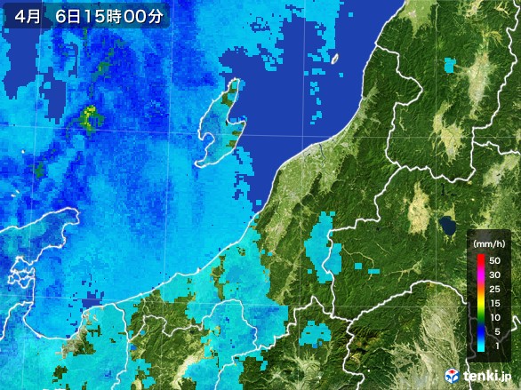 新潟県の雨雲レーダー(2017年04月06日)